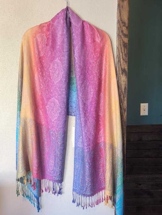 Other - Multicolor Paisley Ombre Shawl Scarf - Pink, Purple & Blue